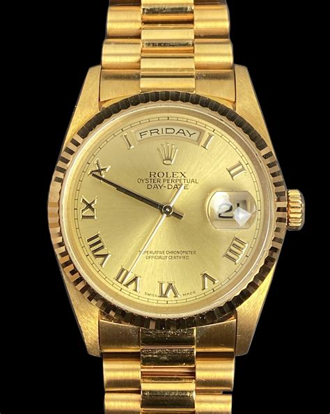 vintage18k gold rolex oyster perpetual day-date